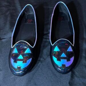 Strange Cvlt Black and‎ purple holographic pumpkin flats Size 10 Womens